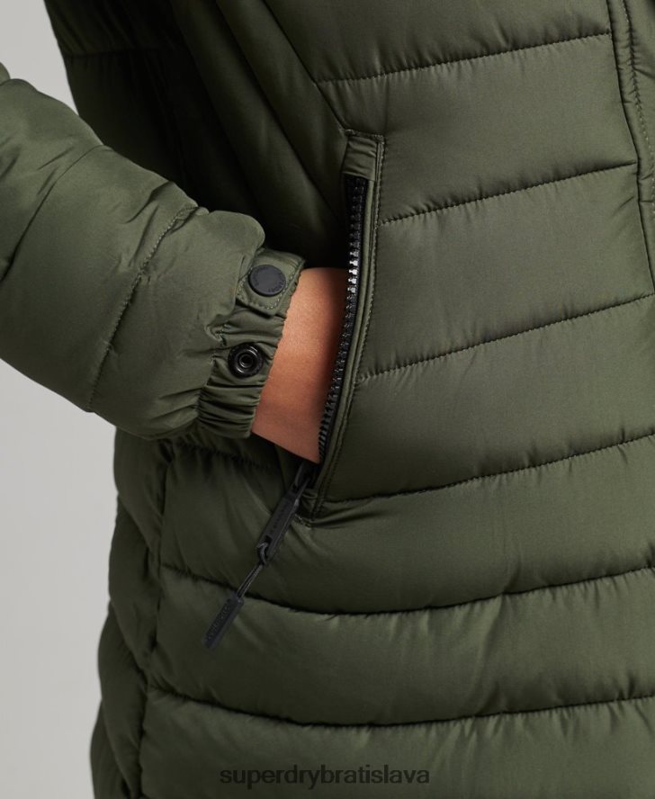 Superdry ženy Bunda s kapucňou z umelej kožušiny strednej dĺžky 6B4ZTR3715 oblečenie kaki