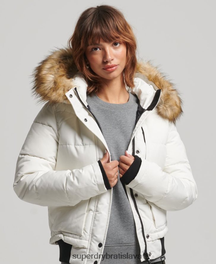 Superdry ženy Everest bomber bunda 6B4ZTR3768 oblečenie krém