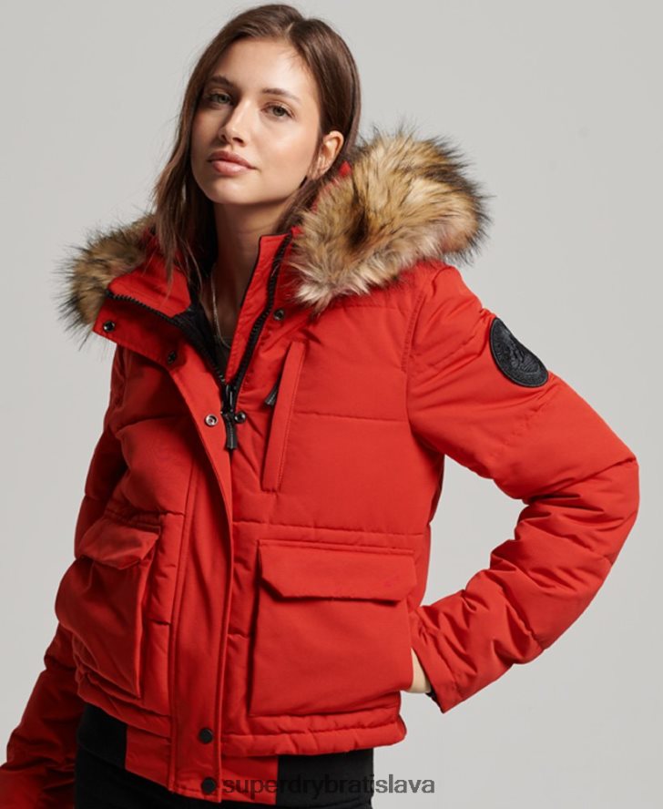 Superdry ženy Everest bomber bunda 6B4ZTR3770 oblečenie červená