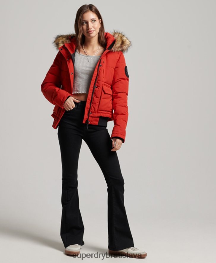 Superdry ženy Everest bomber bunda 6B4ZTR3770 oblečenie červená