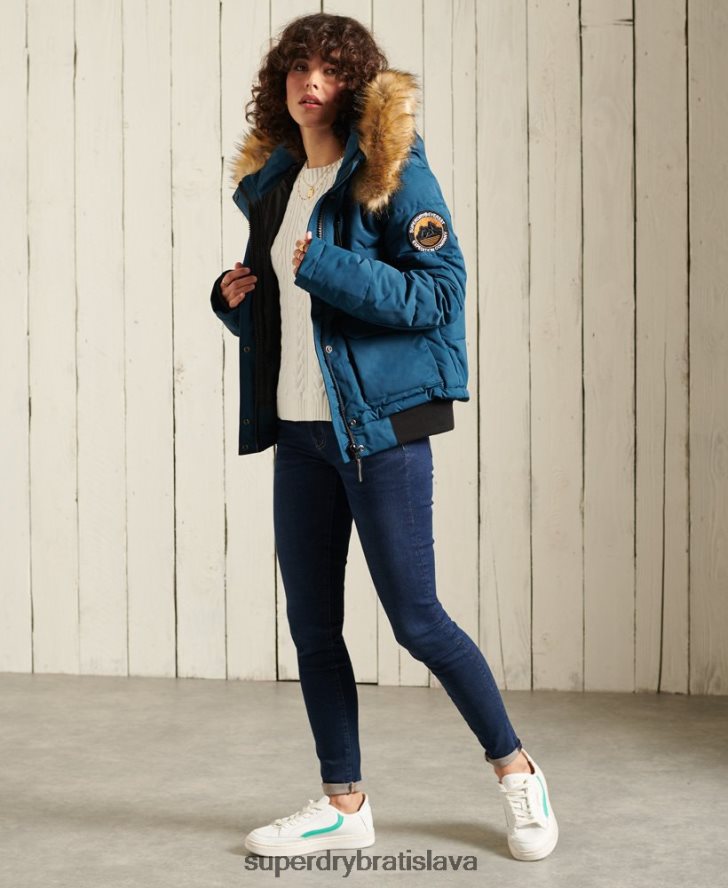 Superdry ženy Everest bomber bunda 6B4ZTR5735 oblečenie svetlo modrá