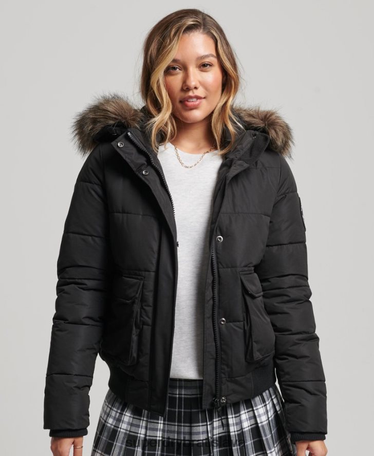 Superdry ženy Everest ella bomber bunda 6B4ZTR5465 oblečenie čierna