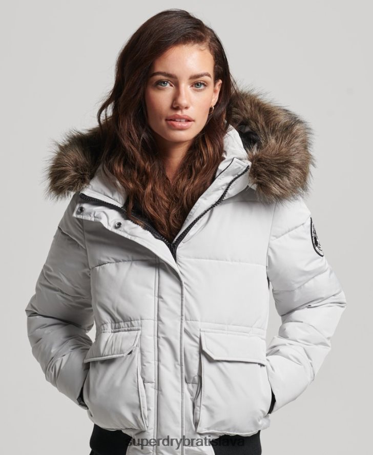 Superdry ženy Everest ella bomber bunda 6B4ZTR5468 oblečenie svetlo šedá