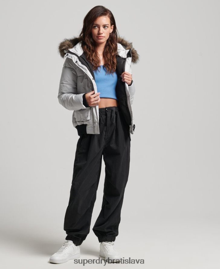 Superdry ženy Everest ella bomber bunda 6B4ZTR5468 oblečenie svetlo šedá