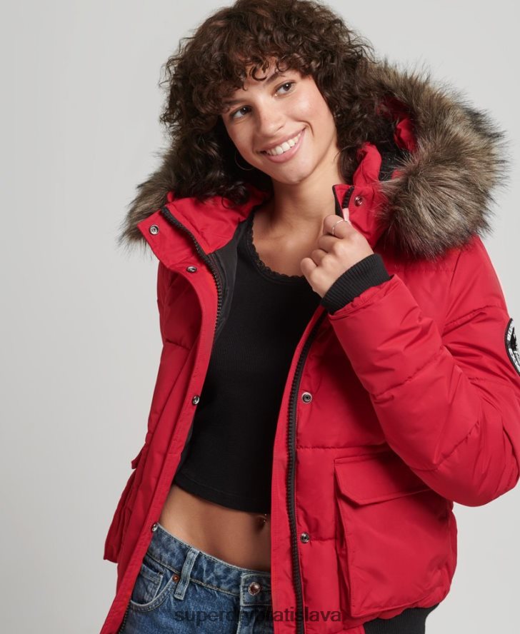 Superdry ženy Everest ella bomber bunda 6B4ZTR5517 oblečenie červená