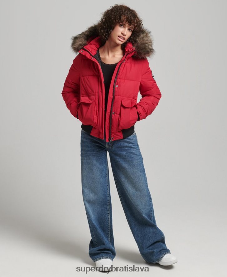 Superdry ženy Everest ella bomber bunda 6B4ZTR5517 oblečenie červená