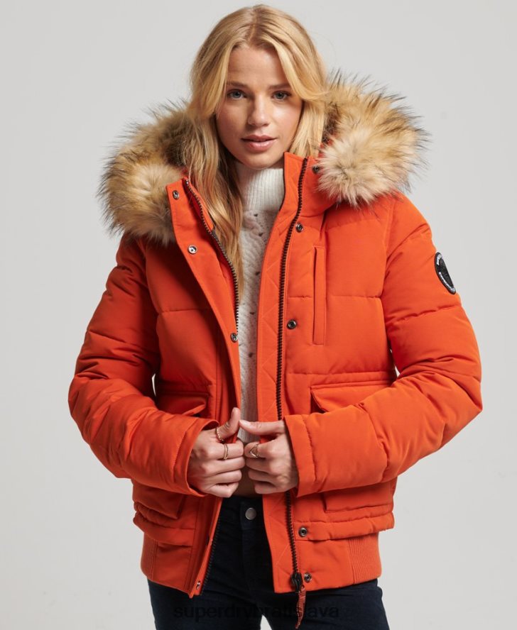 Superdry ženy Everest puffer bomber s kapucňou 6B4ZTR3591 oblečenie oranžová