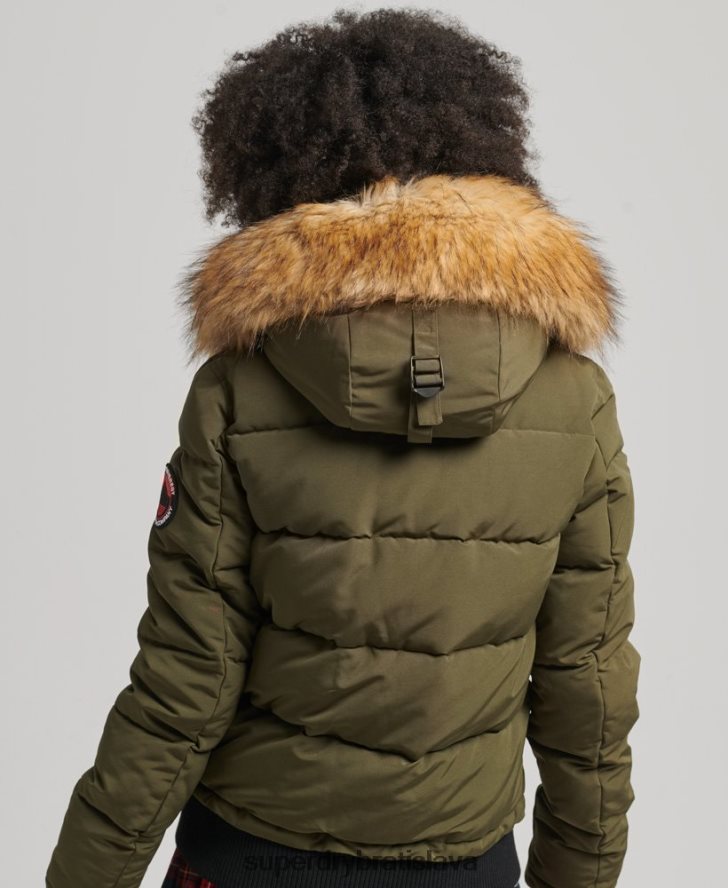 Superdry ženy Everest puffer bomber s kapucňou 6B4ZTR3671 oblečenie zelená