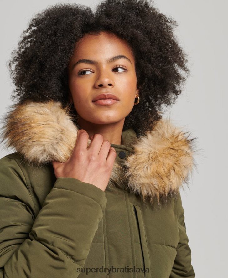 Superdry ženy Everest puffer bomber s kapucňou 6B4ZTR3671 oblečenie zelená