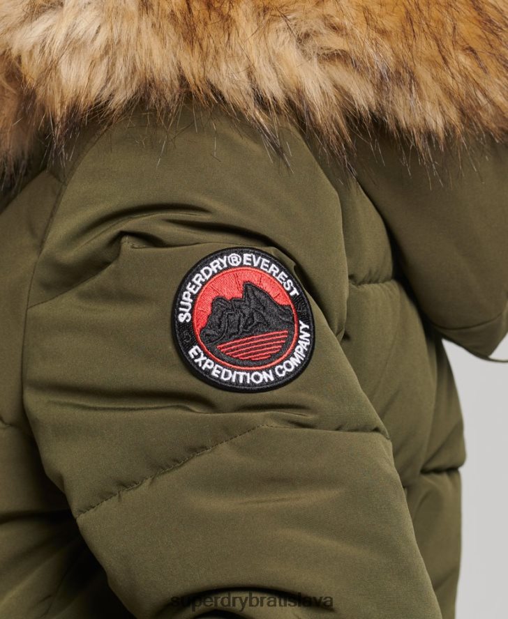 Superdry ženy Everest puffer bomber s kapucňou 6B4ZTR3671 oblečenie zelená