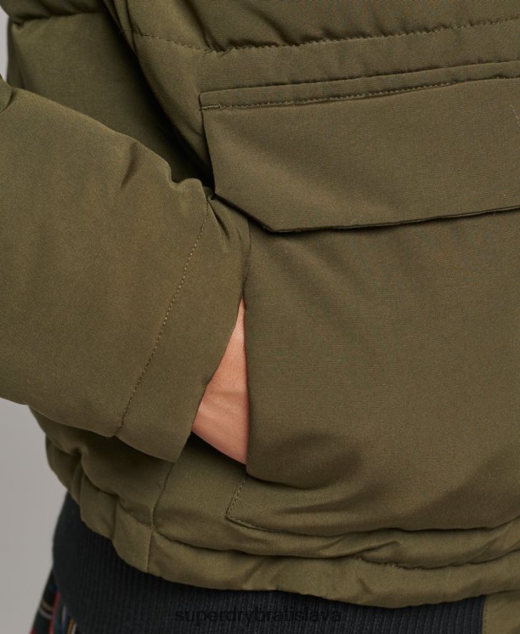 Superdry ženy Everest puffer bomber s kapucňou 6B4ZTR3671 oblečenie zelená