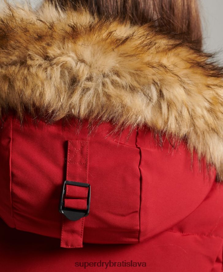 Superdry ženy Everest puffer bomber s kapucňou 6B4ZTR3676 oblečenie červená