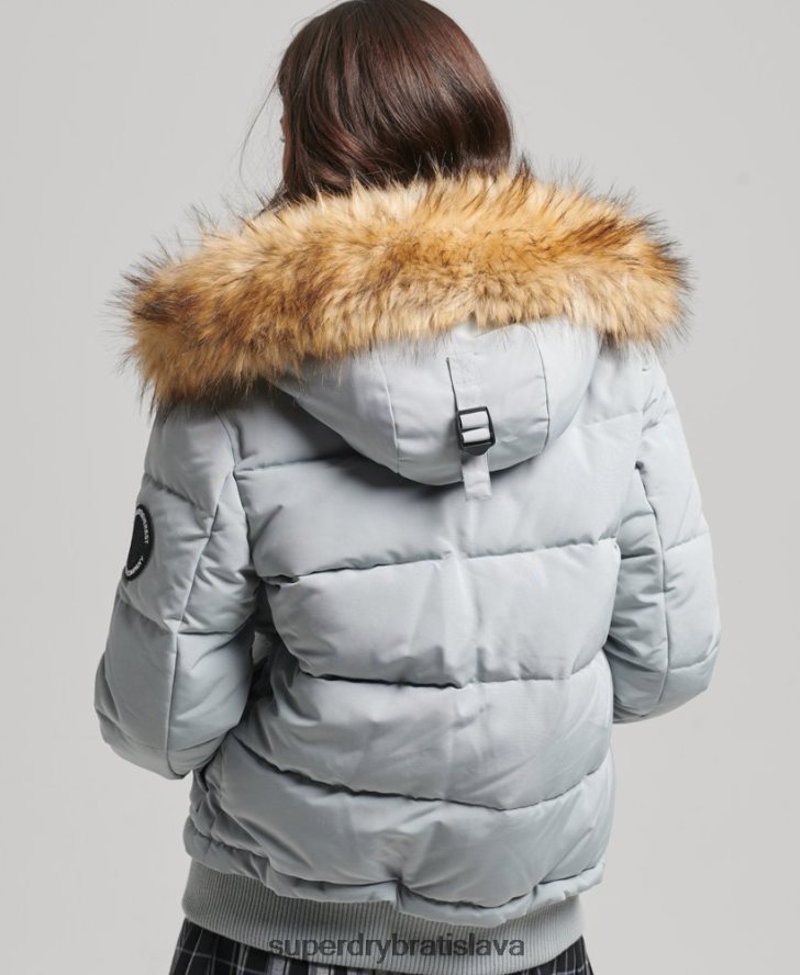 Superdry ženy Everest puffer bomber s kapucňou 6B4ZTR3736 oblečenie svetlo modrá