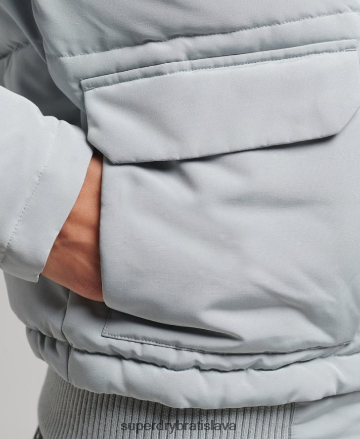 Superdry ženy Everest puffer bomber s kapucňou 6B4ZTR3736 oblečenie svetlo modrá