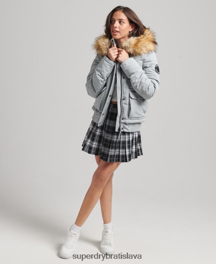 Superdry ženy Everest puffer bomber s kapucňou 6B4ZTR3736 oblečenie svetlo modrá