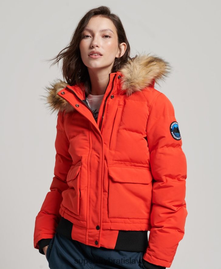 Superdry ženy Everest puffer bomber s kapucňou 6B4ZTR3750 oblečenie oranžová