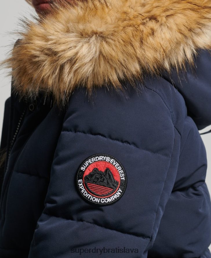 Superdry ženy Everest puffer bomber s kapucňou 6B4ZTR3752 oblečenie námorníctvo