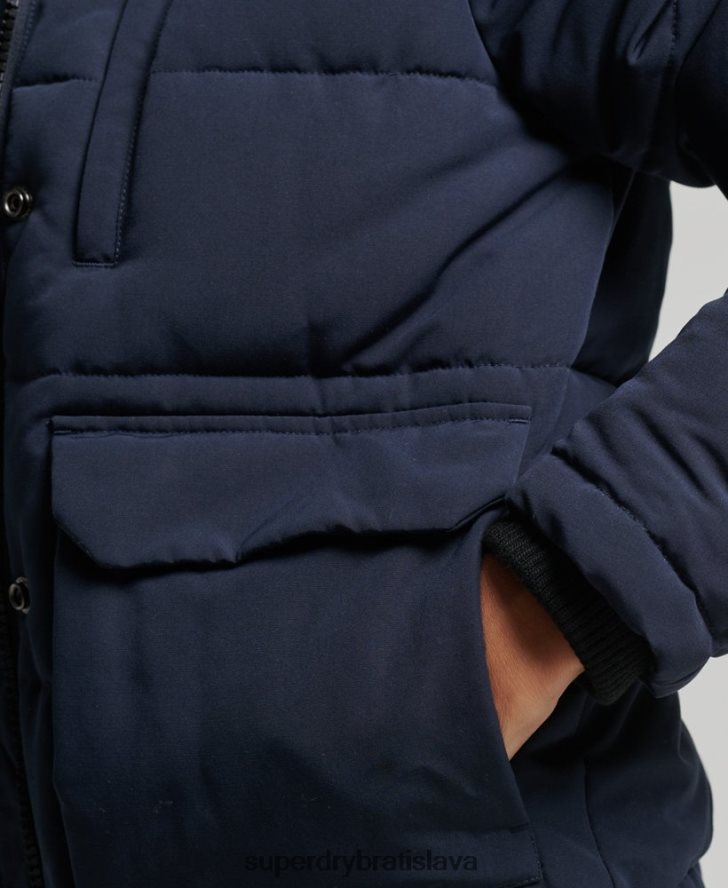 Superdry ženy Everest puffer bomber s kapucňou 6B4ZTR3752 oblečenie námorníctvo