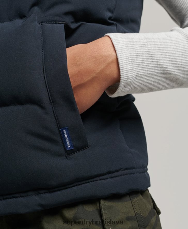 Superdry ženy Everest puffer vesta s kapucňou 6B4ZTR3805 oblečenie námorníctvo
