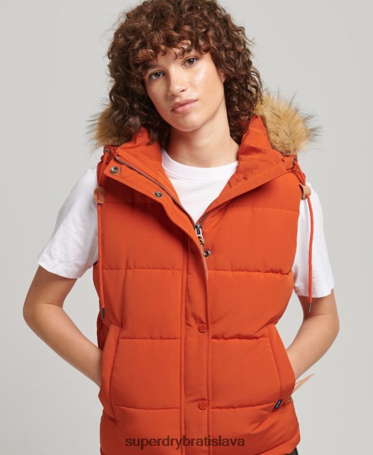 Superdry ženy Everest vesta z umelej kožušiny 6B4ZTR3592 oblečenie oranžová