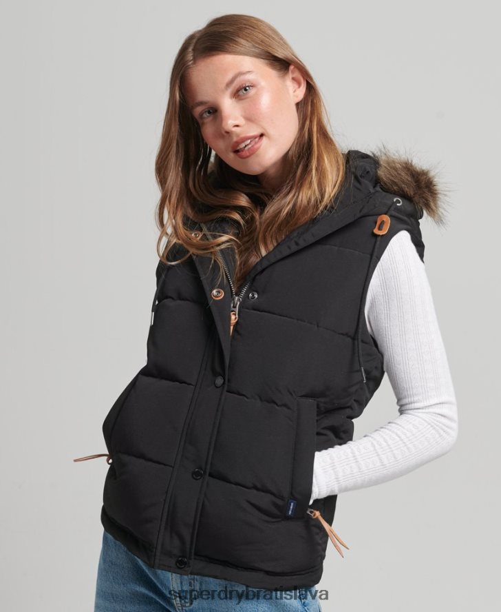 Superdry ženy Everest vesta z umelej kožušiny 6B4ZTR3677 oblečenie čierna