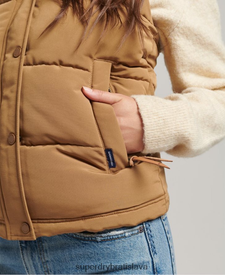 Superdry ženy Everest vesta z umelej kožušiny 6B4ZTR3678 oblečenie hnedá
