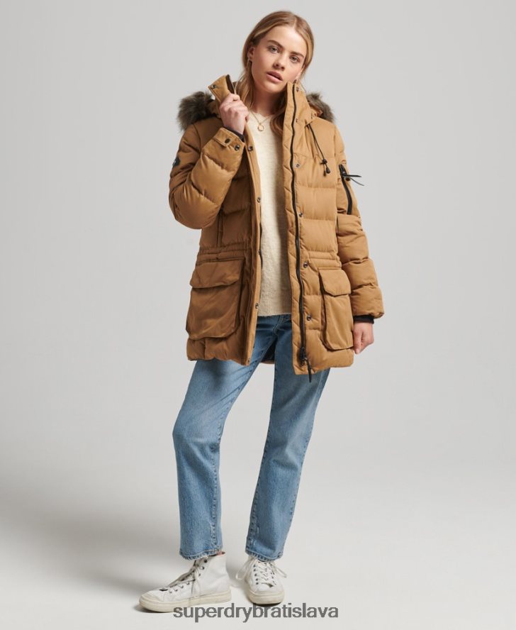 Superdry ženy Expedičná bunda z mikrovlákna 6B4ZTR3654 oblečenie hnedá
