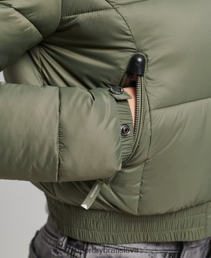 Superdry ženy Fuji skrátená bunda s kapucňou 6B4ZTR3731 oblečenie zelená