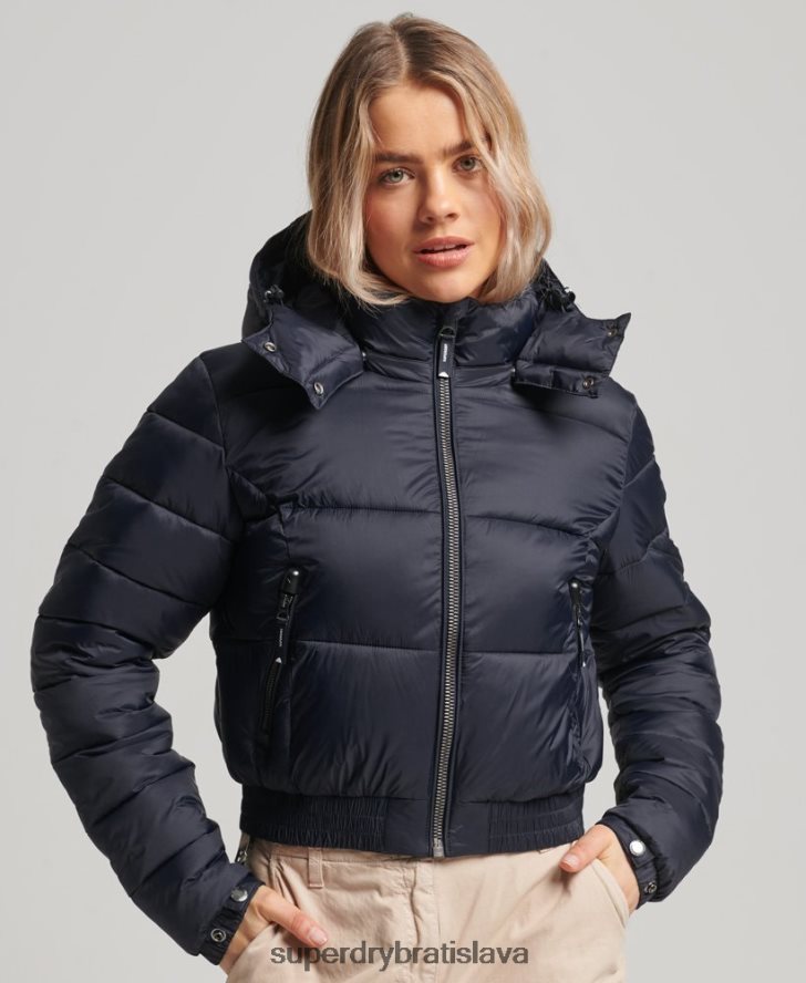 Superdry ženy Fuji skrátená bunda s kapucňou 6B4ZTR3803 oblečenie námorníctvo