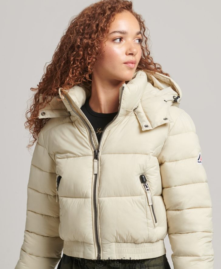 Superdry ženy Fuji skrátená bunda s kapucňou 6B4ZTR3804 oblečenie béžová