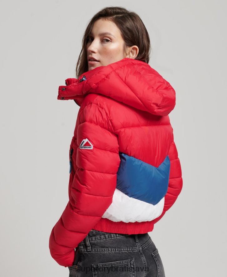 Superdry ženy Fuji skrátená bunda s kapucňou 6B4ZTR5525 oblečenie červená