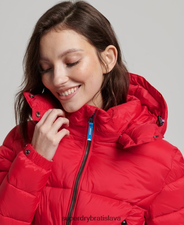 Superdry ženy Fuji skrátená bunda s kapucňou 6B4ZTR5525 oblečenie červená