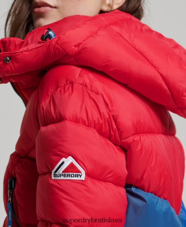 Superdry ženy Fuji skrátená bunda s kapucňou 6B4ZTR5525 oblečenie červená