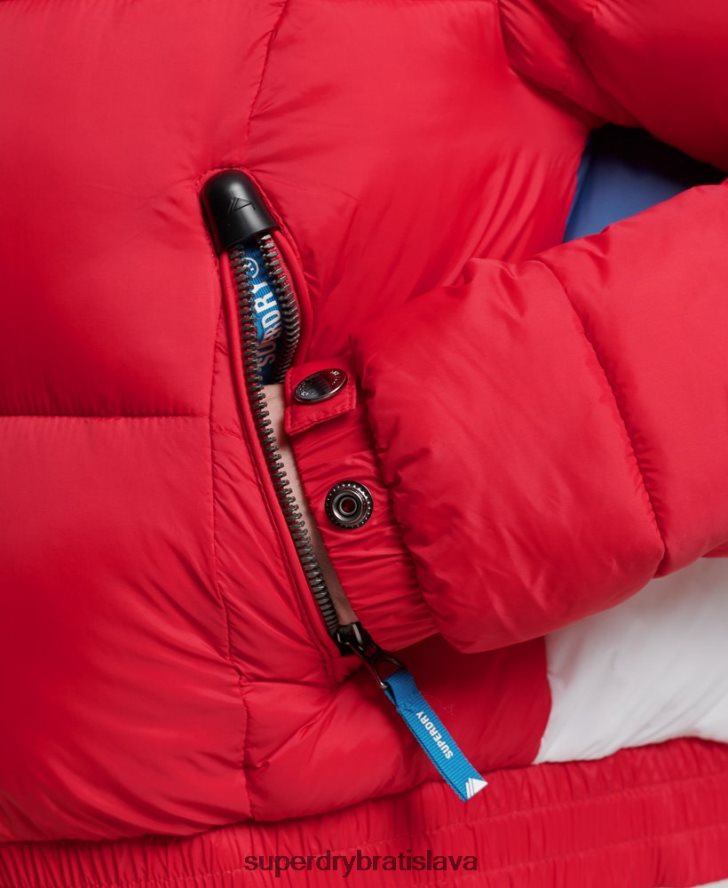 Superdry ženy Fuji skrátená bunda s kapucňou 6B4ZTR5525 oblečenie červená