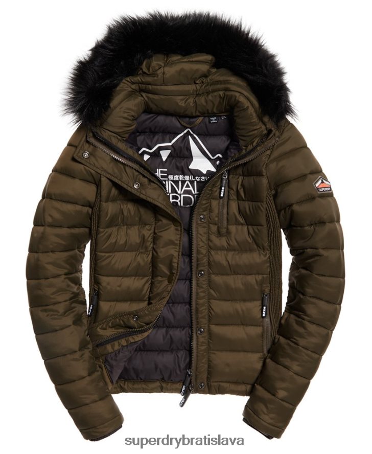 Superdry ženy Fuji slim bunda s dvojitým zipsom a kapucňou 6B4ZTR3845 oblečenie kaki