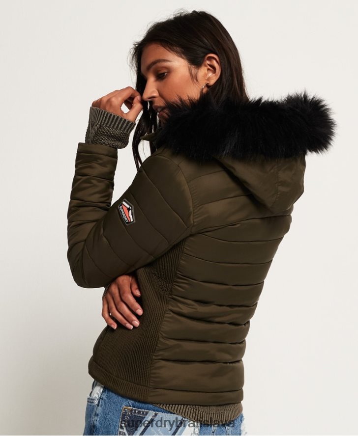 Superdry ženy Fuji slim bunda s dvojitým zipsom a kapucňou 6B4ZTR3845 oblečenie kaki