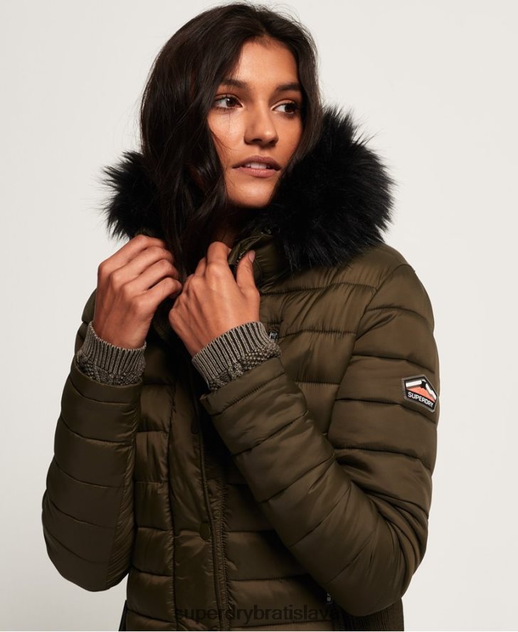 Superdry ženy Fuji slim bunda s dvojitým zipsom a kapucňou 6B4ZTR3845 oblečenie kaki