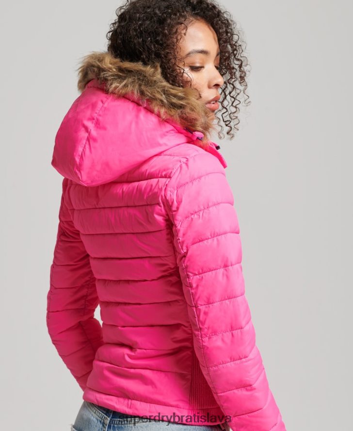 Superdry ženy Fuji slim bunda s dvojitým zipsom a kapucňou 6B4ZTR5720 oblečenie Ružová