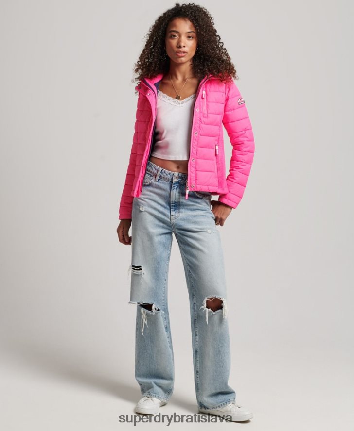 Superdry ženy Fuji slim bunda s dvojitým zipsom a kapucňou 6B4ZTR5720 oblečenie Ružová