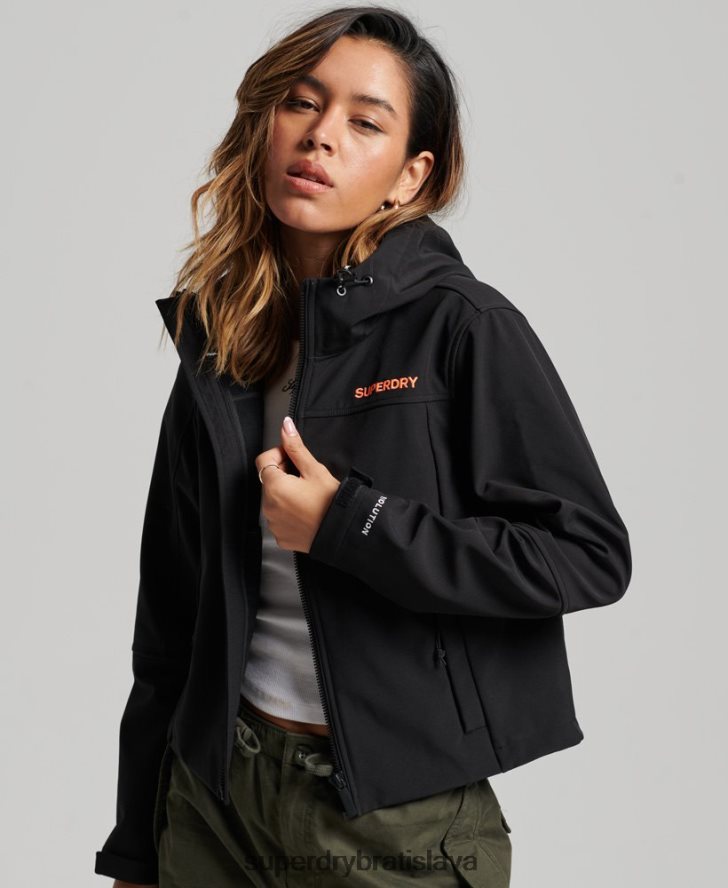 Superdry ženy Softshellová bunda code trekker s kapucňou 6B4ZTR3529 oblečenie čierna