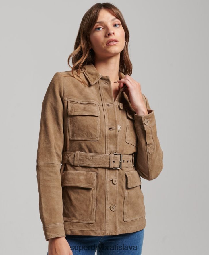 Superdry ženy Studios semišová safari bunda 6B4ZTR3522 oblečenie béžová