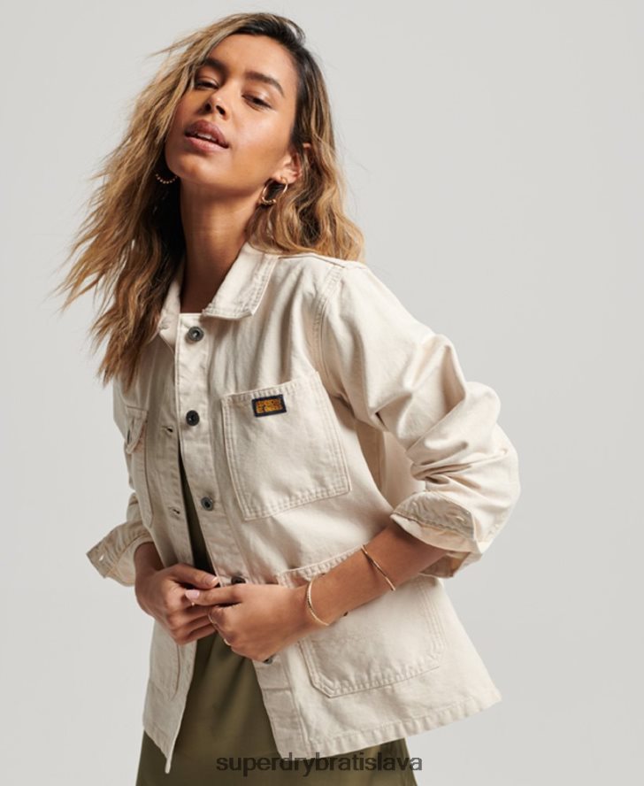 Superdry ženy Vintage bunda z organickej bavlny 6B4ZTR1970 oblečenie krém