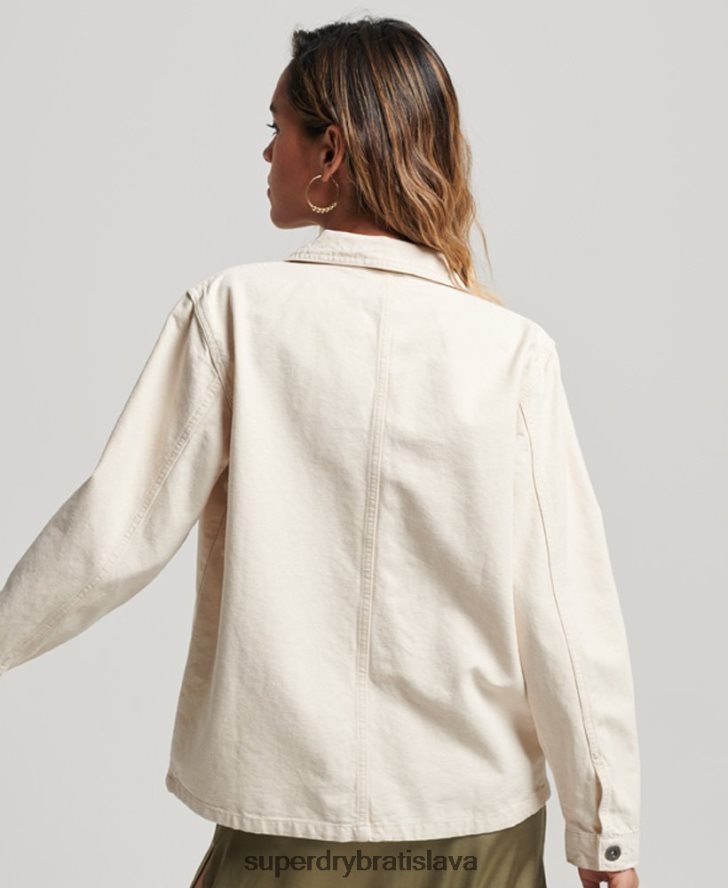 Superdry ženy Vintage bunda z organickej bavlny 6B4ZTR1970 oblečenie krém
