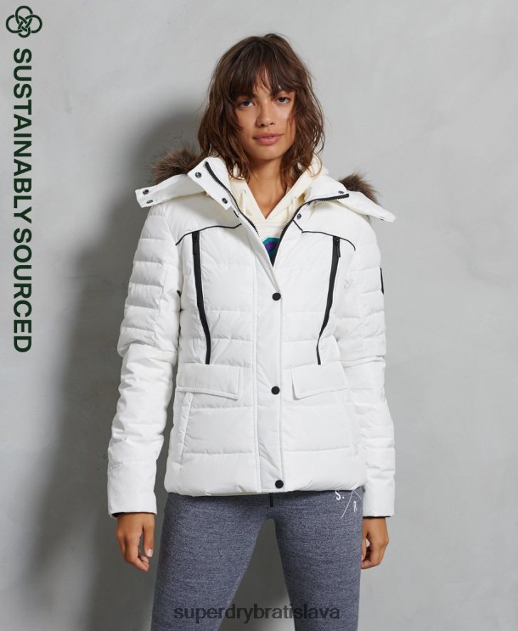 Superdry ženy ľadovcová vystužená bunda 6B4ZTR5514 oblečenie biely