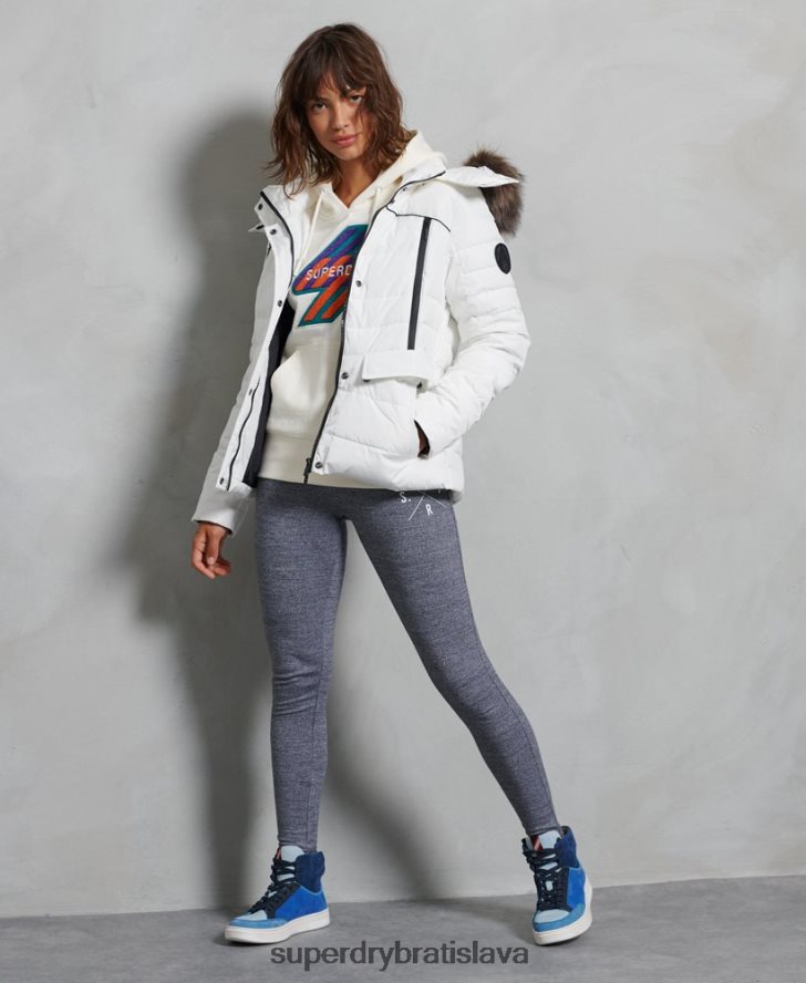 Superdry ženy ľadovcová vystužená bunda 6B4ZTR5514 oblečenie biely