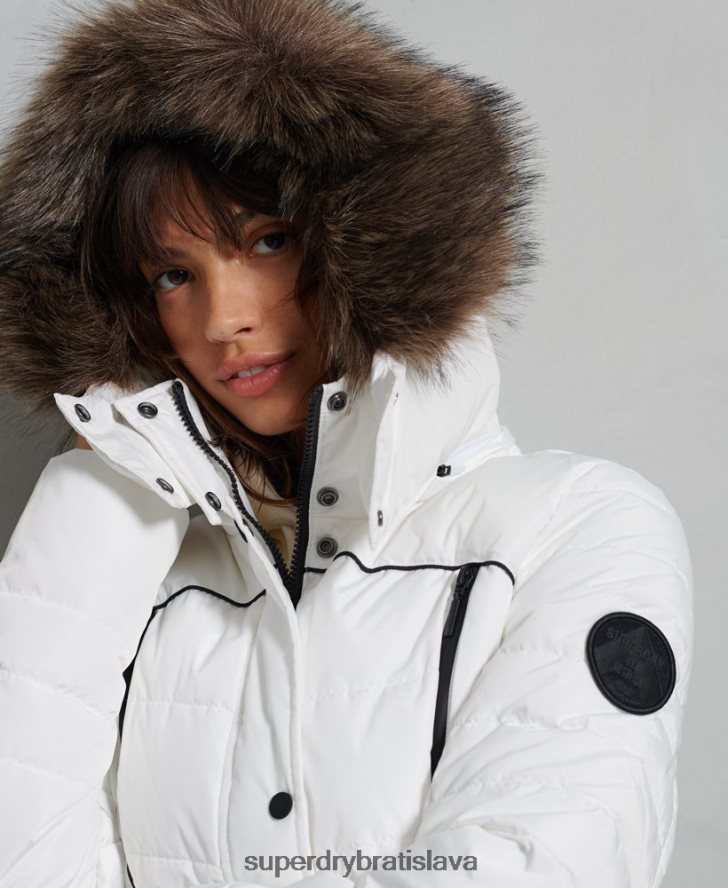Superdry ženy ľadovcová vystužená bunda 6B4ZTR5514 oblečenie biely