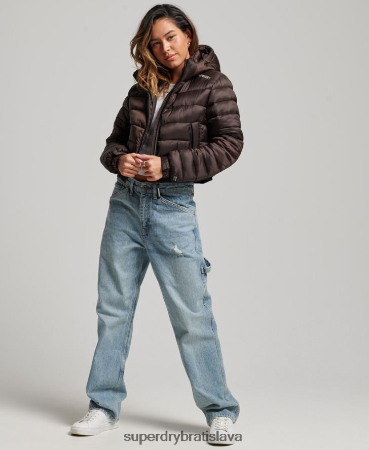 Superdry ženy ľahká skrátená športová vystužená bunda 6B4ZTR3708 oblečenie hnedá