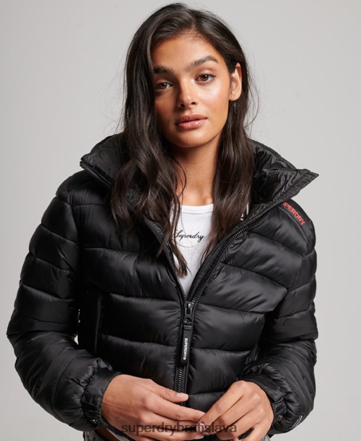 Superdry ženy ľahká skrátená športová vystužená bunda 6B4ZTR3787 oblečenie čierna