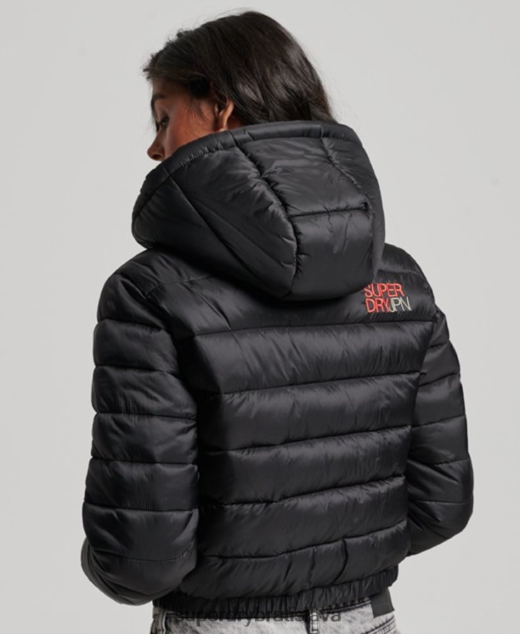 Superdry ženy ľahká skrátená športová vystužená bunda 6B4ZTR3787 oblečenie čierna