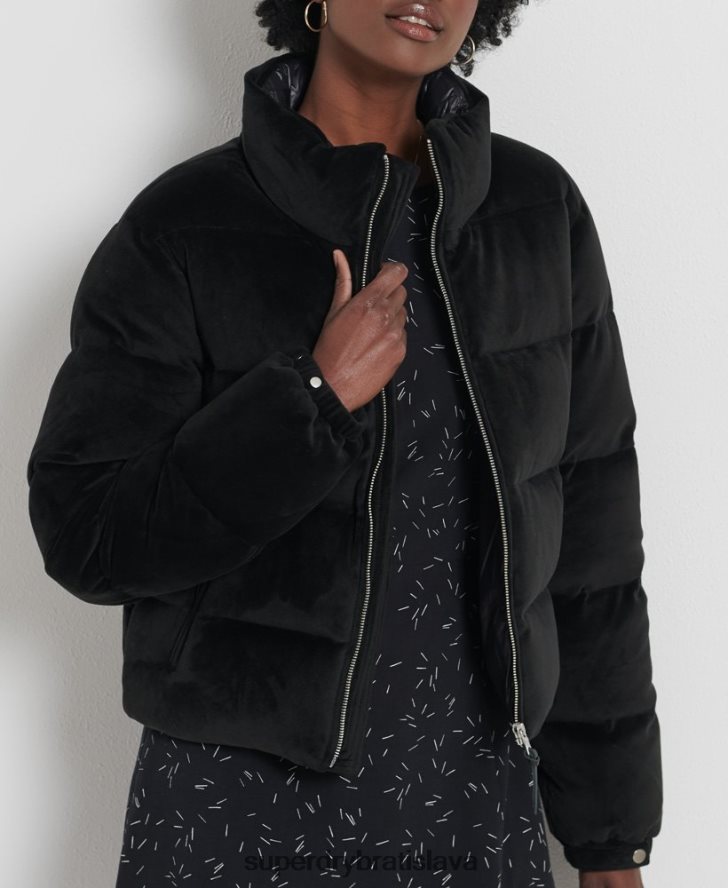 Superdry ženy alpská páperová vystužená bunda 6B4ZTR5630 oblečenie čierna